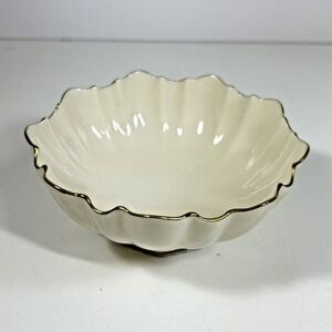 Vintage Lenox Ivory Candy Bowl Dish Gold Rim USA